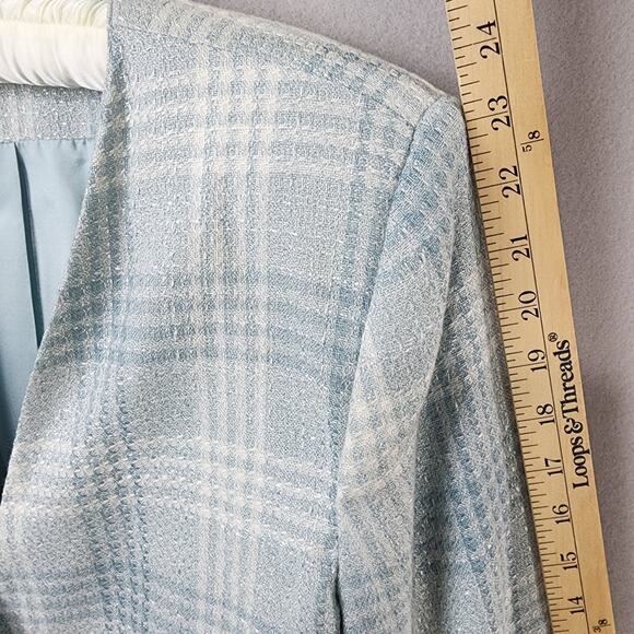 Alfred Dunner Plaid Blazer & Skirt Set Light Blue Size 12 - Picture 5 of 12